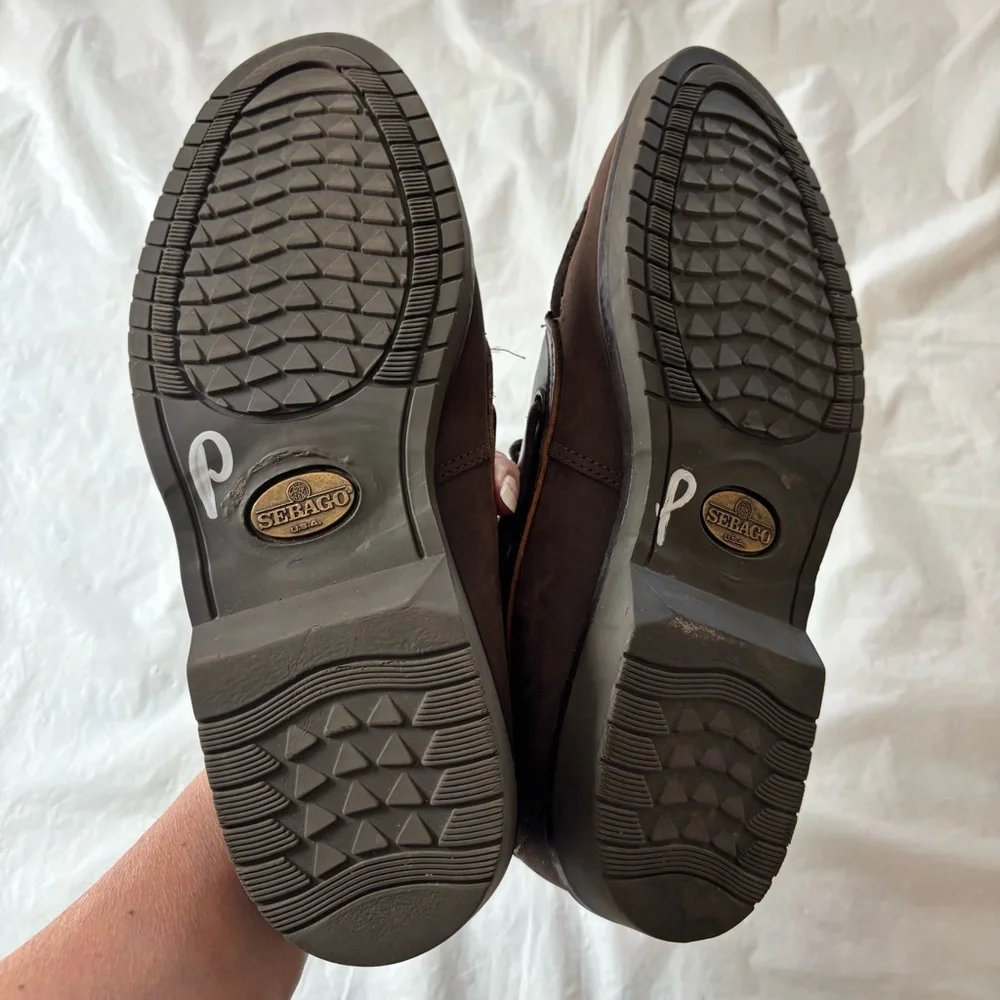 Sebago Portland Waxed Dark Brown Leather Boat Shoes SZ 9 Worn 1X Indoors